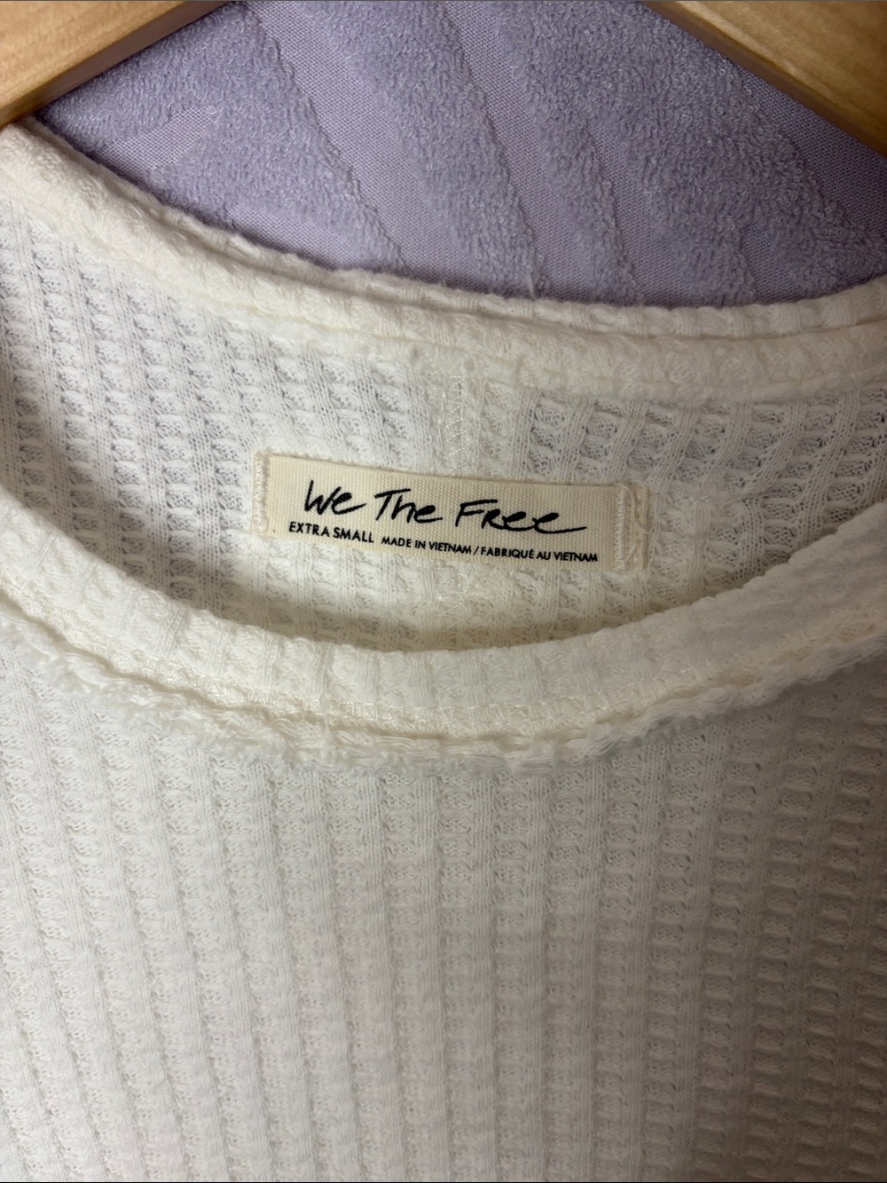 We The Free Cream Waffle Knit Long Sleeve Tee